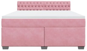 vidaXL Κρεβάτι Boxspring με Στρώμα Ροζ 180x200 εκ. Βελούδινο