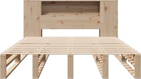 vidaXL Κρεβάτι Βιβλιοθήκη Χωρίς Στρώμα 120x190 εκ Μασίφ Πεύκο