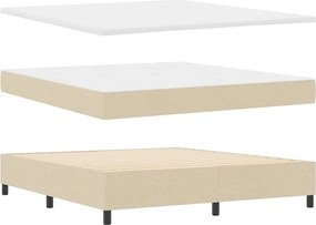 vidaXL LED Κρεβάτι με βάθρο με στρώμα Κρεμ 180 x 200 cm ύφασμα