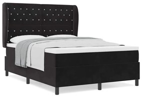 vidaXL Κρεβάτι με ελατήρια με στρώμα Μαύρο 160 x 200 cm Βελούδο