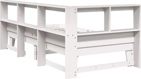 vidaXL Κρεβάτι Βιβλιοθήκη Χωρίς Στρώμα Λευκό 75x190 εκ Μασίφ Πεύκο