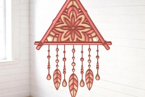 Σετ των 3 Intra απο ξύλο plywood 3mm-4mm πάχος Boho Triangle Dreamcatcher Δίασταση 8x8 cm INTRAFABR-121402545