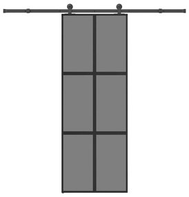 vidaXL Συρόμενη πόρτα με σετ υλικού 76x205 cm από γυαλί&Αλουμίνιο