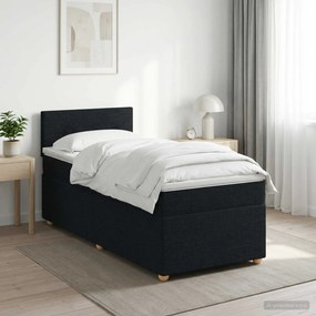 vidaXL Κρεβάτι box spring με στρώμα Μαύρο 100 x 200 cm Ύφασμα
