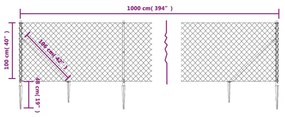 vidaXL Συρματόπλεγμα Περίφραξης Ανθρακί 1 x 10 μ. με Καρφωτές Βάσεις
