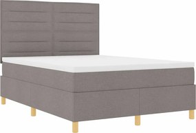 vidaXL LED Κρεβάτι με βάθρο με στρώμα Taupe 140 x 200 cm ύφασμα