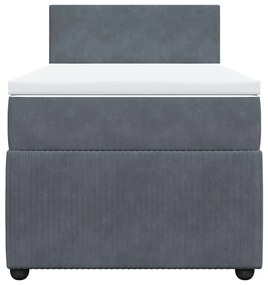 vidaXL Κρεβάτι Boxspring με Στρώμα Σκούρο Γκρι 100x200 εκ. Βελούδινο