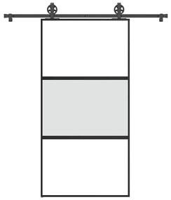 Συρόμενη πόρτα με σετ υλικού 102,5x205 cm από γυαλί&amp;Αλουμίνιο - Μαύρο