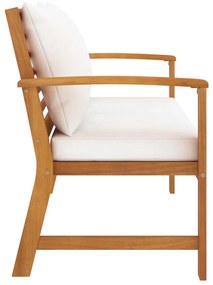 vidaXL Παγκάκι Κήπου 120 εκ. από Μασίφ Ξύλο Ακακίας με Κρεμ Μαξιλάρι