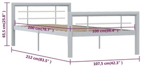 Πλαίσιο Κρεβατιού Γκρι / Λευκό 100 x 200 εκ. Μεταλλικό - Γκρι