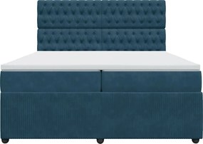 vidaXL Κρεβάτι Boxspring με Στρώμα Μπλε 200x200 εκ. Βελούδινο