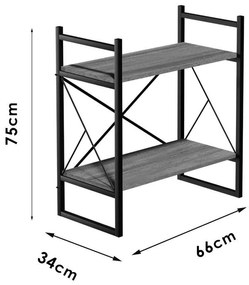 Χαμηλή βιβλιοθήκη Baker καρυδί-μαύρο 66x34x75εκ