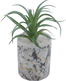 Τεχνητό Φυτό σε Κεραμικό Γλαστράκι και Μεταλλική Χρυσή Βάση 8x26cm - Γκρι