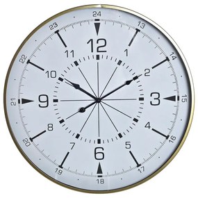 Ρολόι Τοίχου DKD Home Decor Κρυστάλλινο Χρυσό Μέταλλο Λευκό Πυξίδα (60 x 3 x 60 cm)
