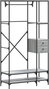 vidaXL Κρεμάστρα Ρούχων με Ράφια Γκρι Sonoma από Επεξεργασμένο Ξύλο