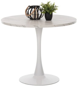 ΤΡΑΠΕΖΙ ΤΡΑΠΕΖΑΡΙΑΣ ROLLO HM9422.01 ΣΤΡΟΓΓΥΛΟ WHITE MARBLE Φ120x74Yεκ.