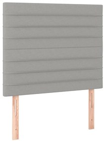 vidaXL Κρεβάτι Boxspring με Στρώμα &amp; LED Αν.Γκρι 90x200 εκ. Υφασμάτινο