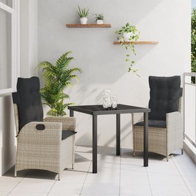 vidaXL Σετ 2 Ανοιχτό Γκρι, Ανθρακί Ράτανα PE, Χάλυβας με Επικάλυψη Πούδρας