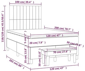 Κρεβάτι Boxspring με Στρώμα Κρεμ 120x200 εκ. Υφασμάτινο - Κρεμ