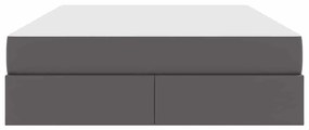 vidaXL Κρεβάτι με αποθηκευτικό χώρο και στρώμα 2 pcs Γκρι Δέρμα