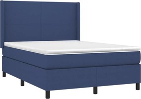 vidaXL Κρεβάτι Boxspring με Στρώμα Μπλε 140x190 εκ. Υφασμάτινο