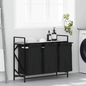 vidaXL Καλάθι Απλύτων με 3 Θέσεις και Ράφι, Γκρι Sonoma