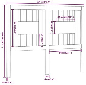 vidaXL Κεφαλάρι 126 x 4 x 100 εκ. από Μασίφ Ξύλο Πεύκου