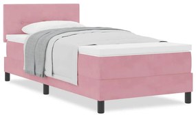 vidaXL Κρεβάτι με Ελατήρια και Στρώμα Ροζ 100 x 200 cm ύφασμα