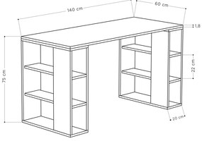 Γραφείο Colmar pakoworld σε λευκή-ανθρακί απόχρωση 140x60x75εκ