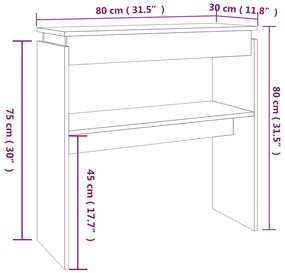 vidaXL Τραπέζι Κονσόλα Γκρι Sonoma 80 x 30 x 80 εκ. Επεξεργασμένο Ξύλο