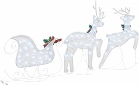 vidaXL LED Ελάφια 3 τμχ. Κρύο Λευκό 43 x 18 x 66 εκ ύφασμα LED