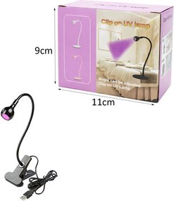 Mini USB Εύκαμπτη Λάμπα UV &amp; LED με Clip Στερέωσης 3W - Clip on UV lamp