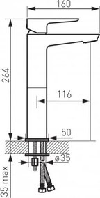 Ferro Stratos BSC2L - Μπαταρία επιτραπέζιου νιπτήρα χρωμέ