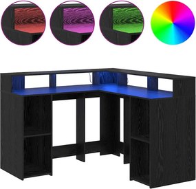 vidaXL Γραφείο Μαύρη Οξυά 130 x 130 x 91 εκ. Επεξεργασμένο ξύλο