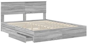vidaXL Κρεβάτι Αποθήκης Γκρίζο Σονομα 160 x 200 cm Επεξεργασμένο ξύλο