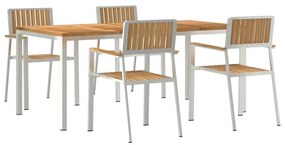 vidaXL Σετ Φαγητού Κήπου 5 Τεμαχίων Από Ξύλο Teak και Ανοξείδωτο Χάλυβα