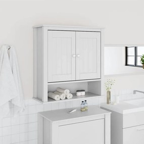 vidaXL Ντουλάπι Μπάνιου Επιτοίχιο BERG Λευκό 69,5x27x71,5εκ Μασίφ Ξύλο