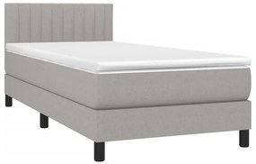 vidaXL Κρεβάτι Boxspring με Στρώμα Ανοιχτό Γκρι 90x200 εκ. Υφασμάτινο