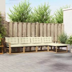 vidaXL Σειρά Καναπέ Εξωτερικού με μαξιλάρι 5 pcs Λευκό και Κρεμ
