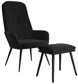 vidaXL Πολυθρόνα Relax με Υποπόδιο Μαύρη Βελούδινη