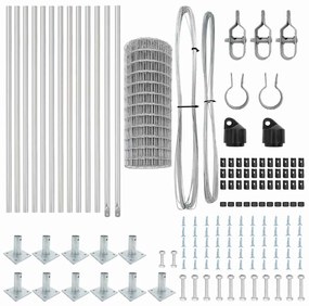 vidaXL Τεντώτο με στήριγμα Ασημί 0,6 x 25 μ Ατσάλι