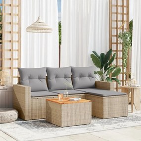 vidaXL Patio Sofa Set 4-θέσια Μίξη μπεζ και ανοιχτό γκρι