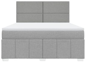 Κρεβάτι Boxspring με Στρώμα Ανοιχτό Γκρι 180x200 εκ. Υφασμάτινο - Γκρι