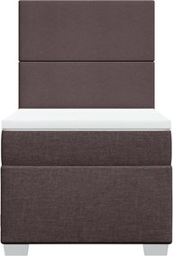vidaXL Κρεβάτι Boxspring με Στρώμα Σκούρο Καφέ 80x200 εκ. Υφασμάτινο