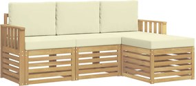 vidaXL Σειρά Καναπέ Εξωτερικού 4 pcs Λευκό και Κρεμ