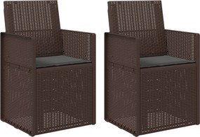 vidaXL Καρέκλες Εστιατορίου Κήπου 2 pcs Καφέ και Ανθρακί PP