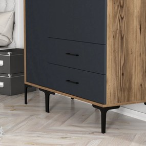 Τριφυλλη Ντουλαπα Καρυδια/Ανθρακι KUMSAL 47.5x120x201.4