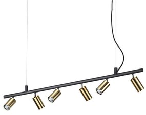 Φωτιστικό Οροφής-Ράγα Dynamite 244648 115,5x16,5/225x5,5cm 6xGU10 28W Gold-Black Ideal Lux