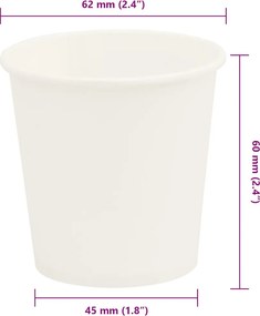 vidaXL Χάρτινα κύπελλα καφέ 1000 τεμάχια 4oz 100ml Λευκό