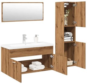 Σετ Επίπλων Μπάνιου 4 Τεμαχίων Τεχνίτης Δρυς από Τεχν. Ξύλο